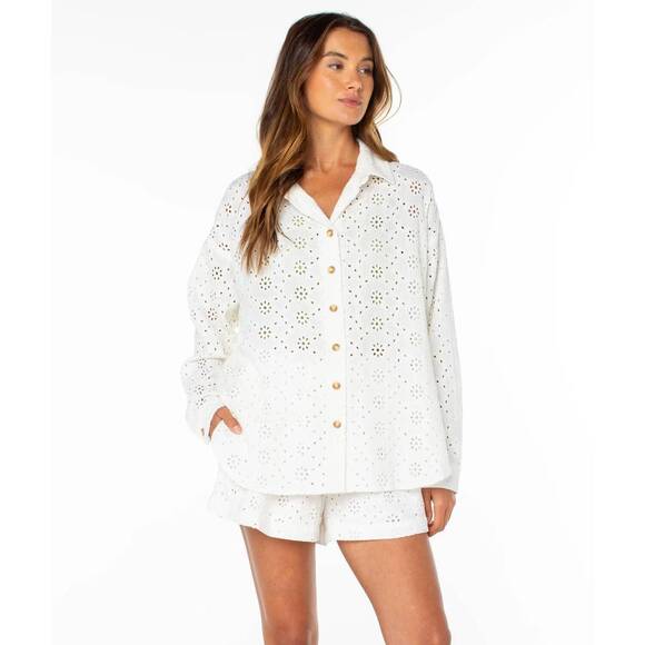 ROXY Tops - NEW ROXY morning time long sleeve top in white